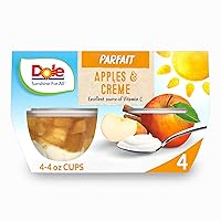 Dole Fruit Bowls Low Fat Apples & Creme Parfait Snacks, 4.3oz 4 Total Cups, Gluten & Dairy Free, Bulk Lunch Snacks for Kids & Adults