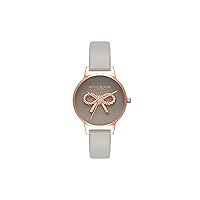 Olivia Burton Analog Quarzuhr für Damen mit Graues Lederarmband - OB16VB04