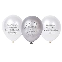 30 PC Biodegradable Remembrance Balloons: White & Silver Personalizable Funeral Balloons for Balloon Releases & Sympathy Gifts | Created/Sold by AMERIBA, a USA company (Variety Pack, Black Writing)