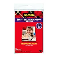 Scotch Self-Sealing Laminating Pouches, Glossy Finish, 4.3 x 6.3 Inches, 5 Pouches (PL900G)