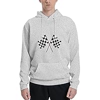 Mens Athletic Hoodie Checkered-Flags-Race-Car-Flag Gym Long Sleeve Hooded Sweatshirt Pullover With Pocket