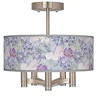 Spring Flowers Ava 5-Light Nickel Ceiling Light with Print Shade