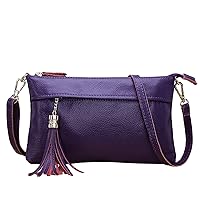 Stylish Women's Leather Crossbody Bag with Tassel - Versatile Wristlet Clutch Purse for Everyday Use and Special Occasions