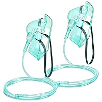 Oxygen Mask for Face Adult with 6.6' Tube and Adjustable Elastic Strap-2 Packs - Size L
