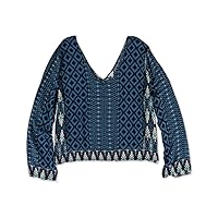 AEROPOSTALE Womens Deep Double V Pullover Blouse, Blue, Small