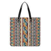 African Ethnic Pattern PU Leather Tote Bag Top Handle Satchel Handbags Shoulder Bags for Women Men