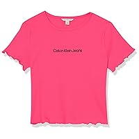 Calvin Klein Girls' Short Sleeve Baby Style Rib T-Shirt