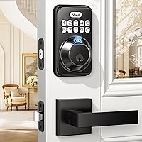 Fingerprint Door Lock, Keypad Lock with 2 Handles, Keyless Entry, Auto Anti-Peeping Password, Electronic Smart Deadbolt, Front Handle Sets for Homes, Apartments, Easy to Install