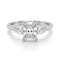 Siyaa Gems 5 TCW Radiant Cut Colorless Moissanite Engagement Ring Wedding/Birdal Ring Diamond Ring Anniversary Solitaire Halo Accented Promise Vintage Antique Gold Silver Ring Gift