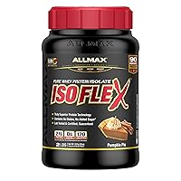 ALLMAX ISOFLEX Whey Protein Isolate, Pumpkin Pie - 2 lb - 27 Grams of Protein Per Scoop - Zero Fat & Sugar - 99% Lactose Free - Gluten Free & Soy Free - Approx. 30 Servings