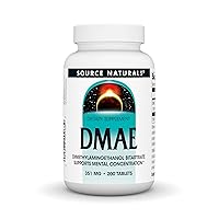 Source Naturals DMAE, Dimethylaminoethanol Bitartrate - Supports Mental Concentration - 200 Tablets