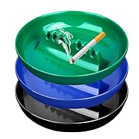 3Pcs Assorted Colors Ashtray Sets, Ash Tray for Cigarettes and Cigar, Round Large Size Plastic Ashtrays, for Indoor Outdoor Home Office Patio Restaurant Bar Hotel Use (1 Black 1 Green 1 Blue)