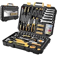 DEKOPRO 208 Piece Tool Set,General Household Hand Tool Kit, Auto Repair Tool Box with Plastic Toolbox Storage Case