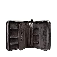 Maxwell Scott | Personalized Mens Quality Leather Travel Watch Case | The Atella | Handmade In Italy | Night Black