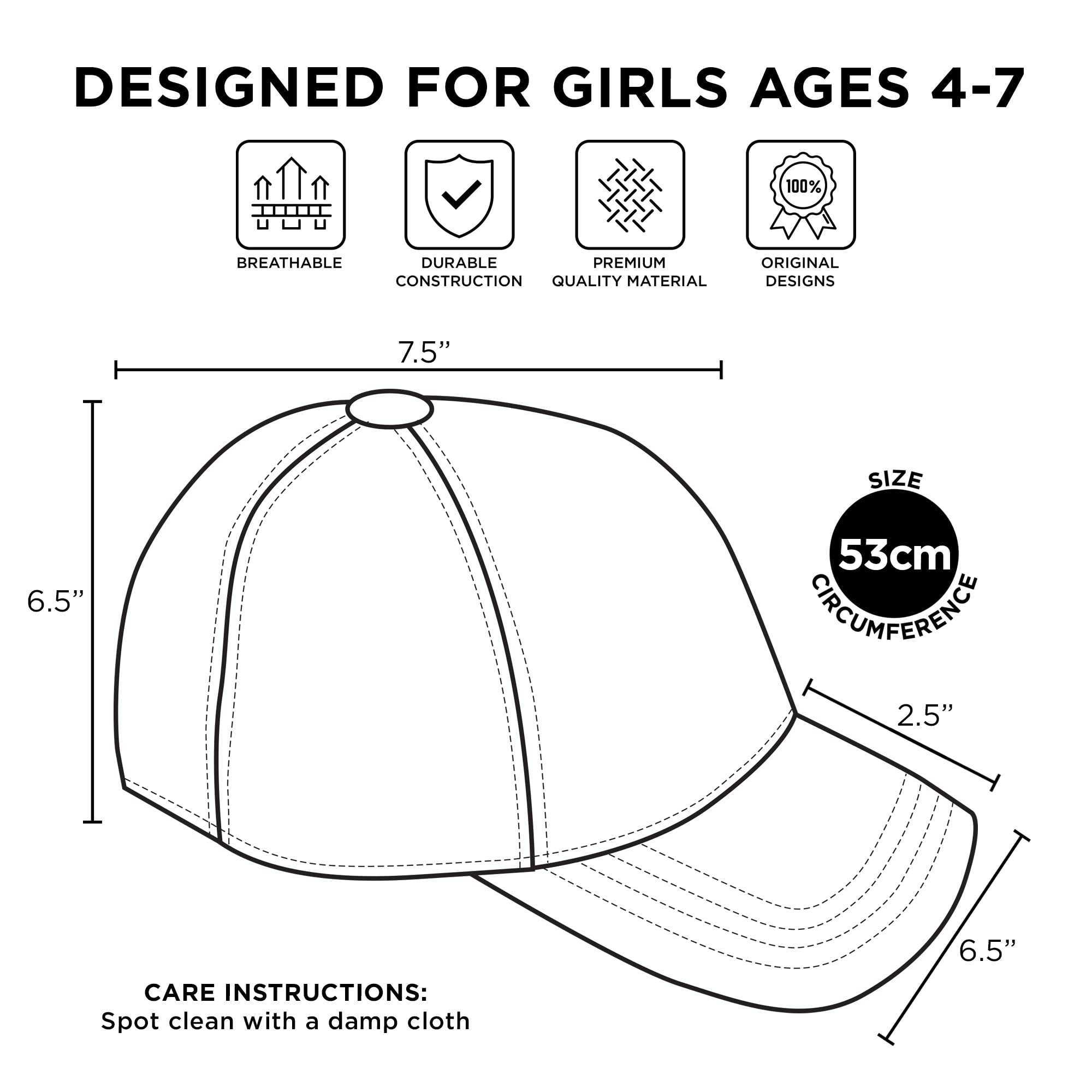 DreamWorks Girls' Little Baseball Cap, Trolls Adjustable Kids Hat for Ages 4-7