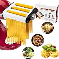 Pasta Maker Attachment for All Kitchenaid Mixers, Noodle Maker Kitchen Aid Mixer Accessories 3 In 1 Including Dough Roller Spaghetti Fettuccine Cutter - Homemade Fresh Pasta Easily!