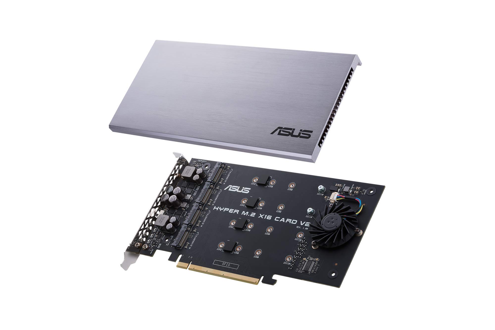 ASUS Hyper M.2 X16 PCIe 3.0 X4 Expansion Card V2 Supports 4 NVMe M.2 (2242/2260/2280/22110) Upto 128 Gbps for Intel VROC and AMD Ryzen Threadripper NVMe Raid
