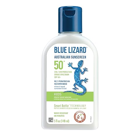 BLUE LIZARD Kids Mineral-Based Sunscreen Lotion, SPF 50, Cream, 5 Fl Oz