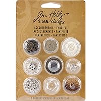Accoutrements Buttons by Tim Holtz Idea-ology, Fanciful, 9 per Pack, Various Sizes, Plastic, TH92873