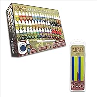 The Army Painter Miniature Painting Kit - Mega Paint set with 50 Nontoxic Acrylic Paints, and 2 Part Modeling Clay, 20cm - The Original Green Stuff Kneadatite