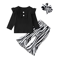 3Pcs Baby Girl Clothes Long Sleeve Letter Tops Casual Pants and Headband Outfit Set