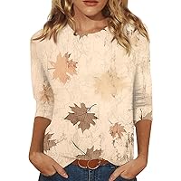 Tops for Women Long Sleeve Shirts Ladies Snowflake Print Three Quarter Holiday Tops for Women 2023 Shirts for Women