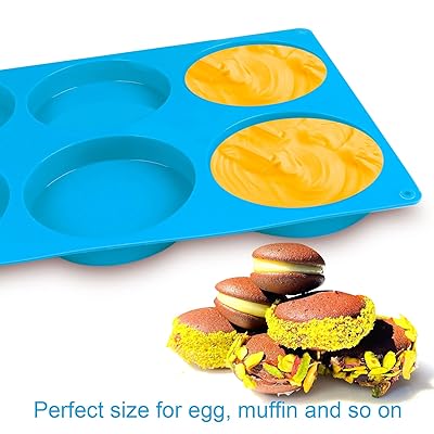  2 Pcs Large Silicone Molds for Baking, 6-Cavity Round Silicone Baking  Mold, Non-Stick 4” Baking Disc Molds for Whoopie Pie, Egg Pan,Muffin,  Candy, Soap, Hamburger, Resin Coasters (Red) : Home 