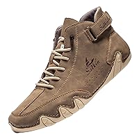 Men's Plain Toe Zip Boot Fashion Bicycle Toe Boot Hiking Boots for Men Casual Boots Mens Water-Resistant Boots (vo6-Khaki, 10.5)
