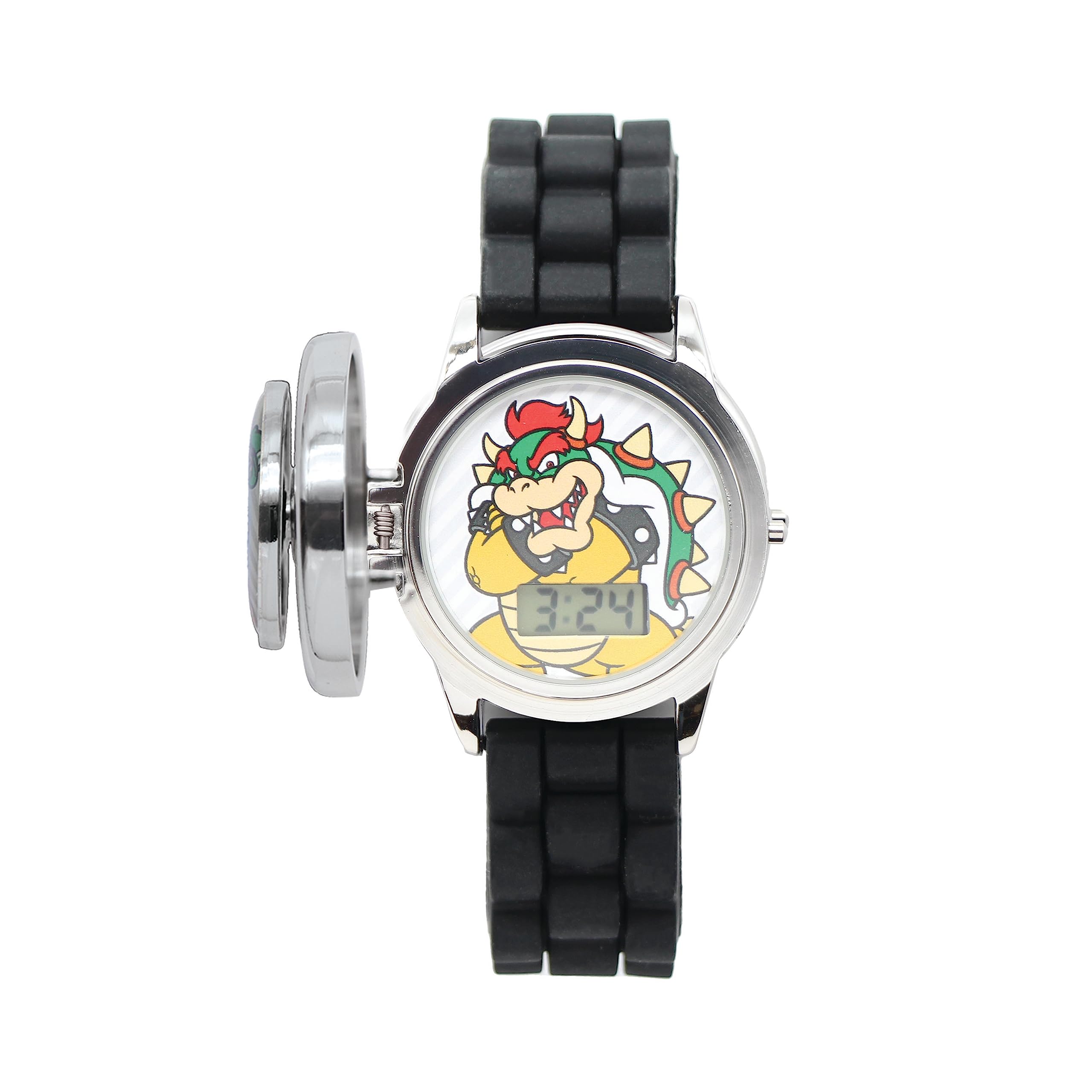 Accutime Kids Nintendo Super Mario Digital Flashing LCD Quartz Childrens Wrist Watch for Boys, Girls, Toddlers with Black Color Strap (Model: GSM4195AZ)