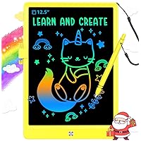LCD Writing Tablet Doodle Board,12.5 inch Colorful Drawing Pad,Electronic Drawing Tablet, Drawing Pads,Travel Gifts for Kids Ages 3 4 5 6 7 8 Year Old Girls Boys (Yellow)