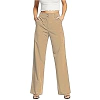 femiss Womens Wide Leg Tailored Office Work Elegant Formal Relaxed Fit Trousers