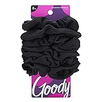 Goody Ouchless Womens Hair Scrunchie - 8 Count, Black - Suitable for All Hair Types - Pain-Free Hair Accessories for Women Perfect for Long Lasting Braids, Ponytails and More