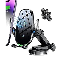 Wireless Car Charger, 15W Fast Wireless Charger for car Auto-Clamping, fit for iPhone 15 14 13 12 11 Pro Max Xs, Samsung Galaxy S23 Ultra S22 S21 S20, S10+ S9+ Note 9, etc