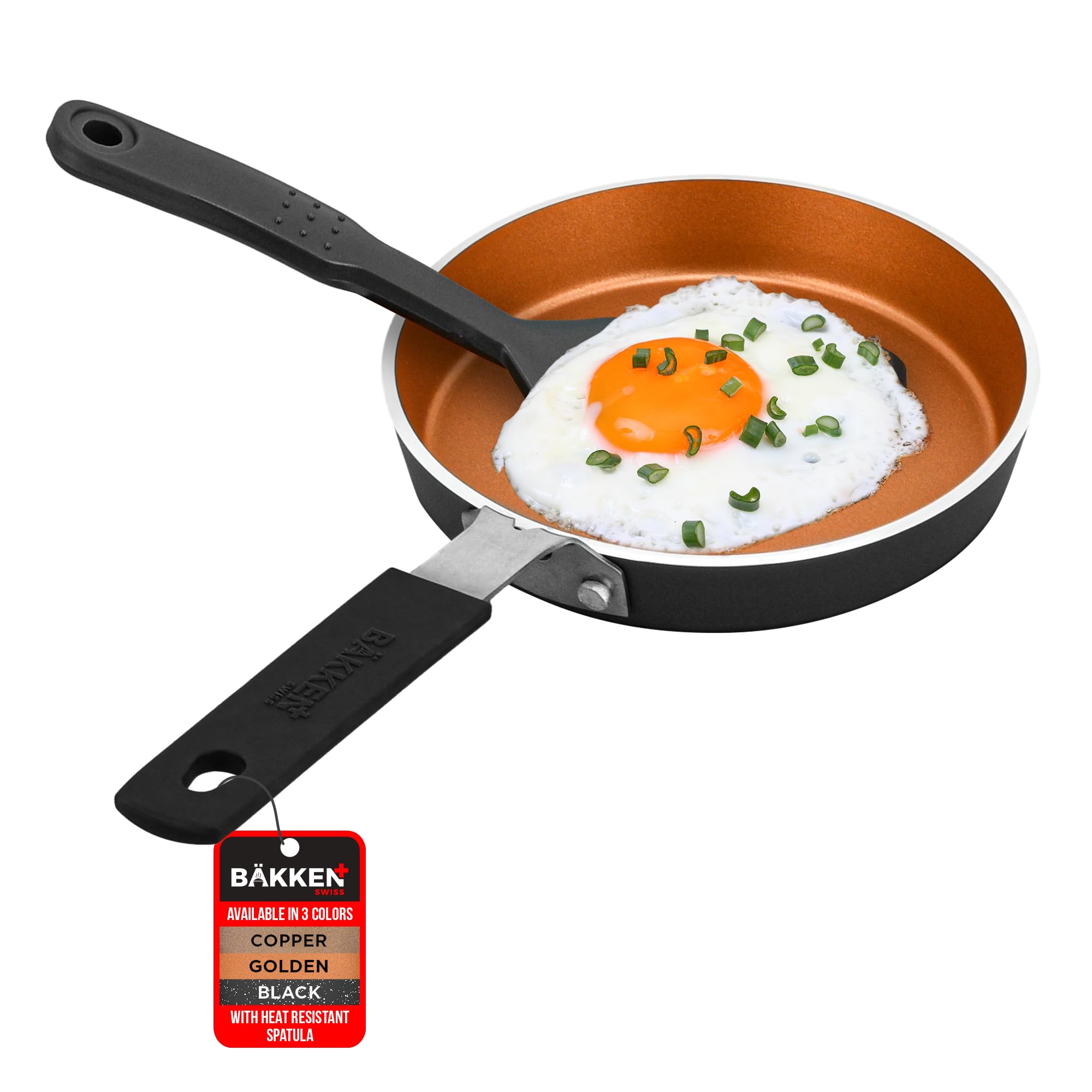 Bakken- Swiss 2-Piece Mini Nonstick Egg Pan & Omelet Pan – Egg Pan [5.5''] with Copper Non-Stick, Skillet – Eco-Friendly –for Eggs Pancakes, for All Stoves - Non Toxic, Dishwasher Safe
