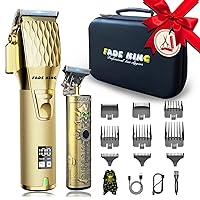 FADEKING® Professional Hair Clippers for Men - Cordless Beard Trimmer for Men, LCD Display Hair Clippers and Trimmer Set for Barber Haircut, Mens Grooming Kit with Travel Case, Gifts for Men