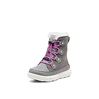 Sorel Youth Unisex Youth Explorer Lace Waterproof Boots - Quarry, Bright Lavender - Size 7
