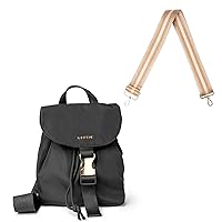 KEDZIE Mali Convertible Backpack Sling Crossbody Bag with Buckle Clip (Black) & Interchangeable Bag Strap (24 Carat Tan V2)
