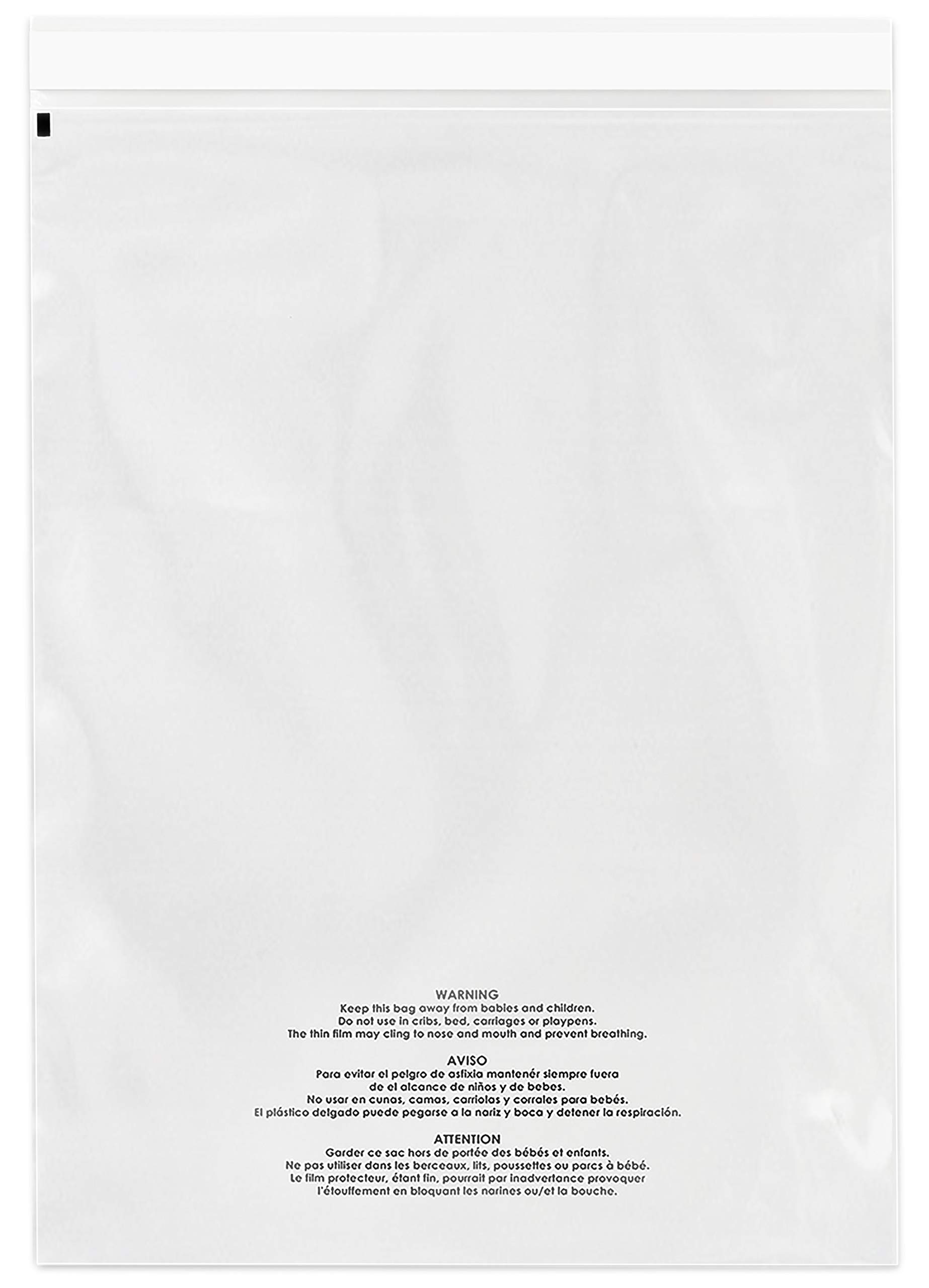 Spartan Industrial - 18" X 24" (250 Count) Self Seal Clear Poly Bags with Suffocation Warning for Packaging, Shipping & FBA - Permanent Adh...