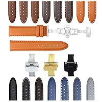 18-19-20-22-24mm Leather Band Strap Smooth Deployment Clasp Compatible with U-Boat