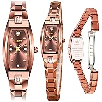 OLEVS Rose Gold Watch Women Small Face Wrist Square Watches for Women Stainless Steel Waterproof Ladies Watches Dress Women's Watches Diamond Elegant Wrist Womens Bracelet Watches,Reloj para Mujer