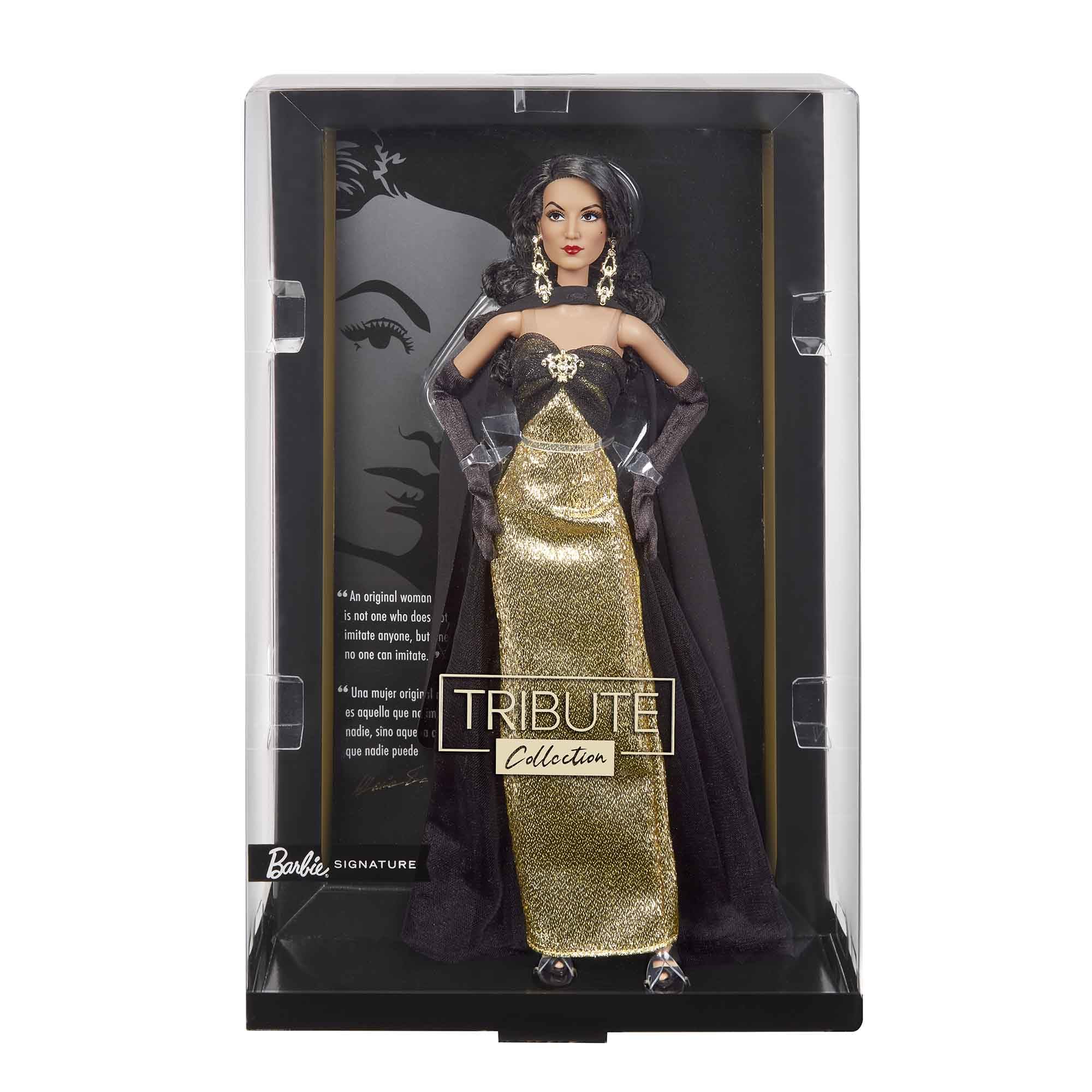 Barbie Collector Signature Doll, María Félix Wearing Elegant, Glimmering Gold and Black Gown with Ornate Jewelry, Barbie Tribute Collection