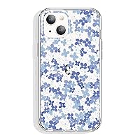 for iPhone 14 and iPhone 13 Case Clear 6.1 Inch with Pattern Design, Protective Slim TPU Cover + Shockproof Bumper for Women and Girls (Tiny Flowers/Blue)