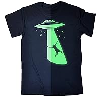 Glow In The Dark Funny Gift Men's UFO (S - Navy) T-Shirt