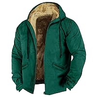Sherpa Mens Jacket,Fleece Lined Hoodie Zipper Plus Size Overcoat Thickened Winter Warm Casual Fashion Solid Coats
