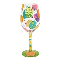 Enesco Designs by Lolita Easter Bunny's Booty Hand-Painted Artisan Wine Glass, 15 Ounce, Multicolor
