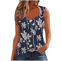 Women's Fashion Print Tank Tops Sleeveless Cami Cute Trendy Tunic Shirts 2024 Stylish Summer Beach Casual Blouse for Women