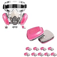 6200 Half Face Respirator Mask with 60921 Filters and Anti-Fog Safety Goggles Plus 20 PCS(10 Pair) 60921 Respirator Cartridges