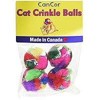 Cat Crinkle Balls 4-Pack - 1.5 Inch Mini Scrunch Ball Toys for Interactive Play - Foil Textured Crinkle Balls for Cats and Kittens