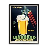 Stupell Industries Vintage Brasserie Lengrand European Advertisement Frog Beer, Designed by Marcus Jules Black Framed Wall Art, 11 x 14, Yellow
