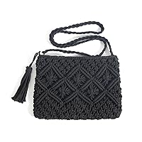 Boho Crocheted Purse Summer Beach Purse Crossbody Bag, Boho Shoulder Bag Crochet Handmade Purse with Tassel